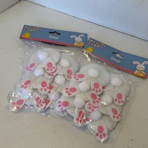 Easter Bunny Paw Décor Set - White and Pink 2 Packages of 6 (12 total)